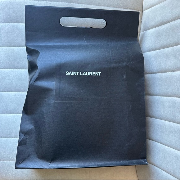 YSL Mini Lou Grain de Poudre Matelasse Monogram Bag Black Silver - Picture 4 of 6